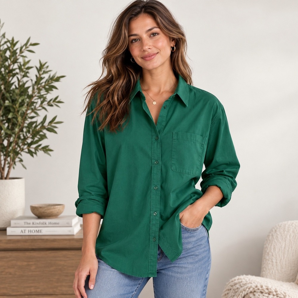 Abercrombie & Fitch Womens Oversized Button Up Shirt Green Small 140-412-2393